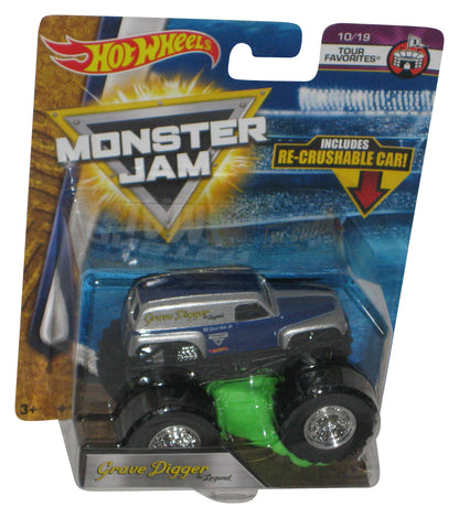 Hot Wheels Monster Jam (2017) Grave Digger The Legend Tour Favorites #10/19 Toy Truck w/ Re-Crushable Car
