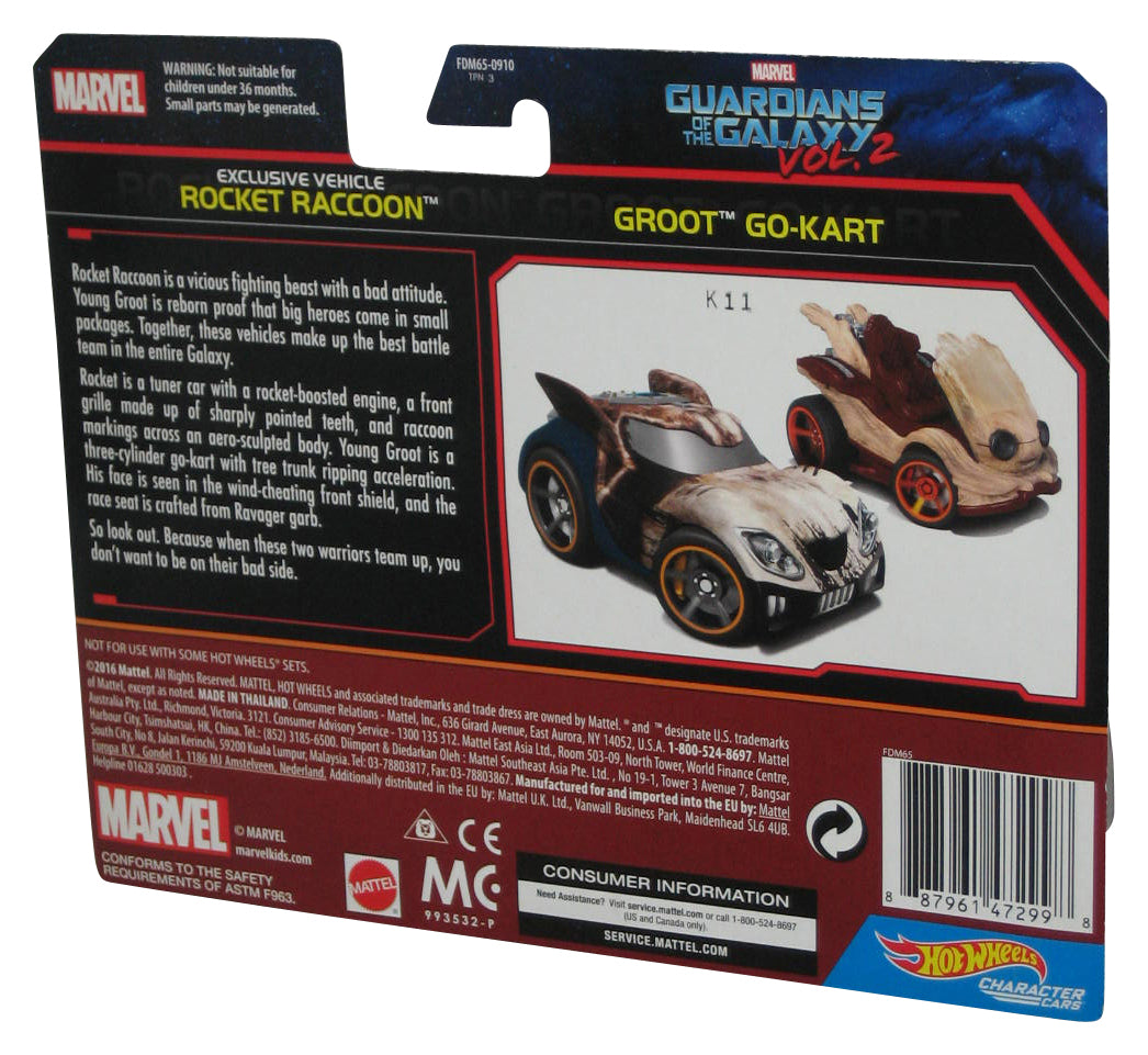 Marvel Guardians of The Galaxy Vol. 2 Rocket Raccoon & Groot Go-Kart (2016) Hot Wheels Toy Car 2-Pack Set