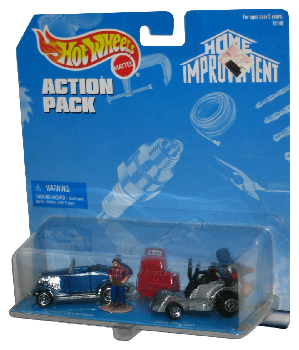 Hot Wheels Home Improvement (1996) Action Pack Toy Car Figure Set - ('33 Ford Convertible & Dixie Chopper)