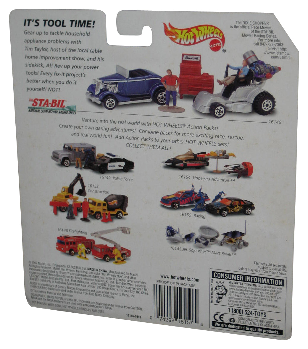 Hot Wheels Home Improvement (1996) Action Pack Toy Car Figure Set - ('33 Ford Convertible & Dixie Chopper)
