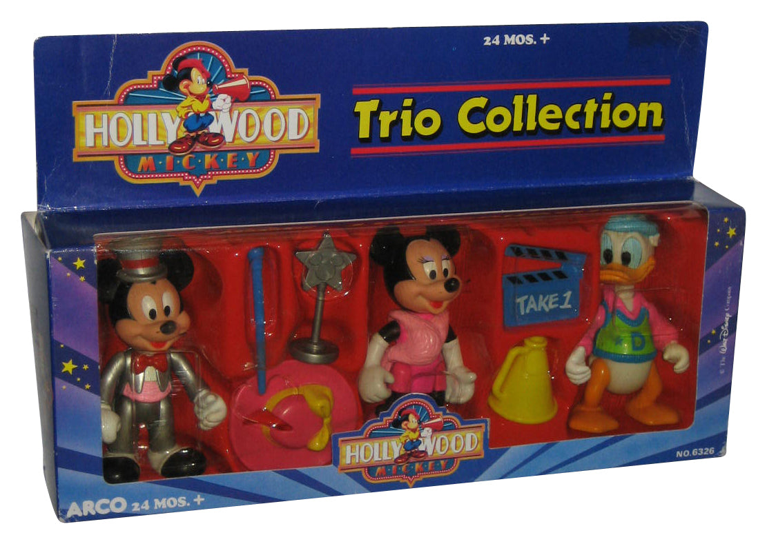 Disney Hollywood Mickey Mouse Minnie & Donald Mattel Arco Toys Actor Figure Set 3-Pack