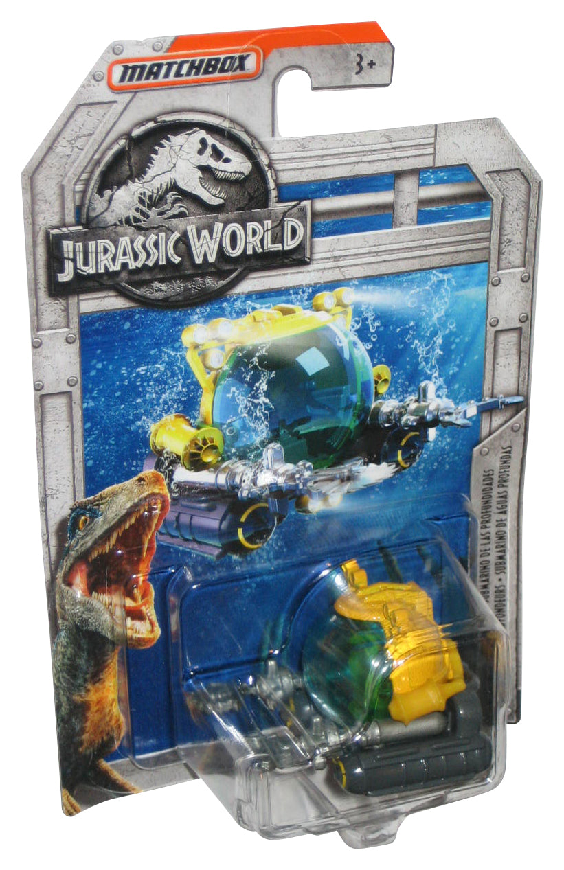 Jurassic World Deep-Dive Submarine (2017) Mattel Matchbox Toy Vehicle - (Cracked Plastic)