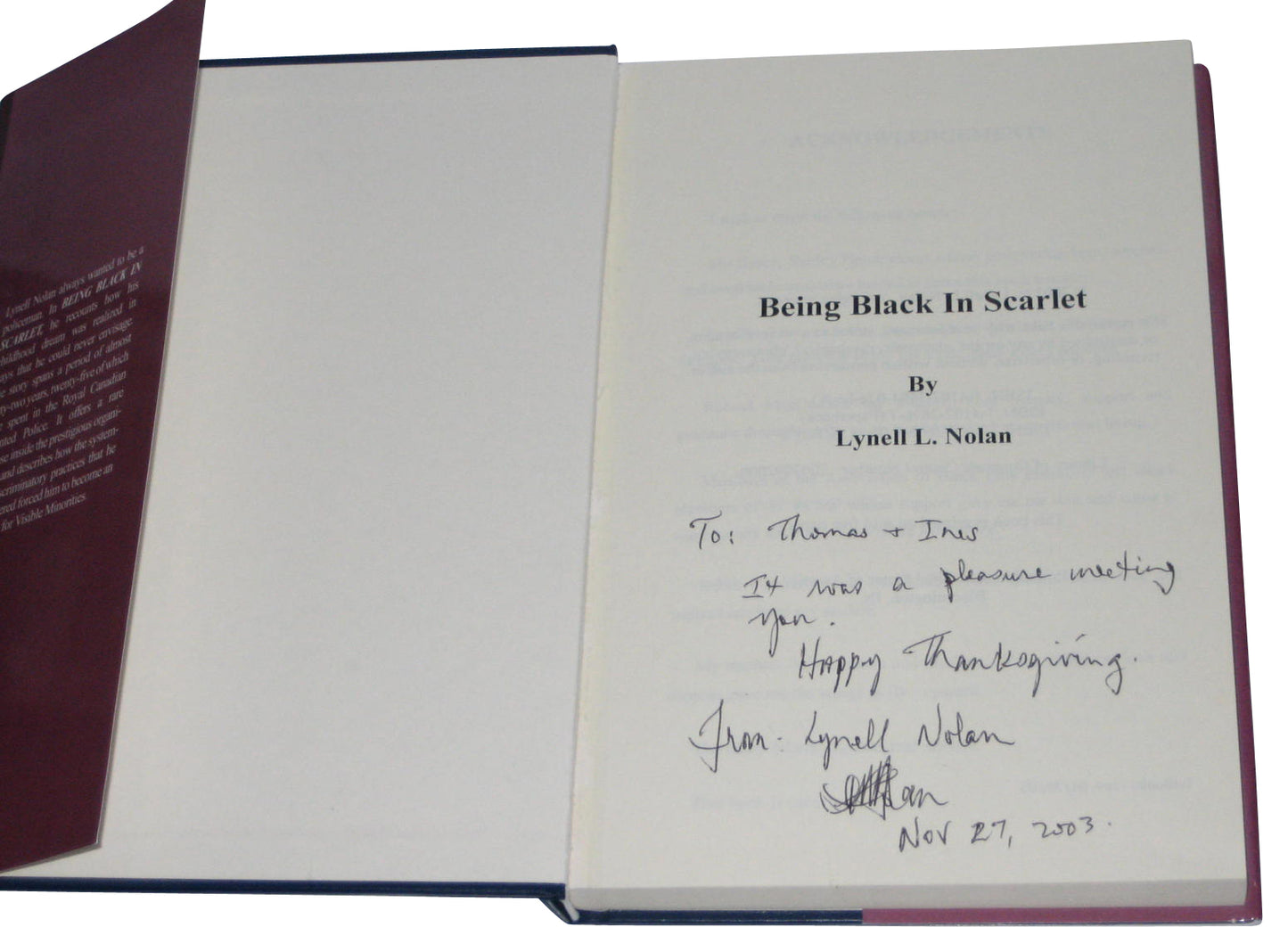 Being Black in Scarlet (2003) Hardcover Book - (Lynell L. Nolan)