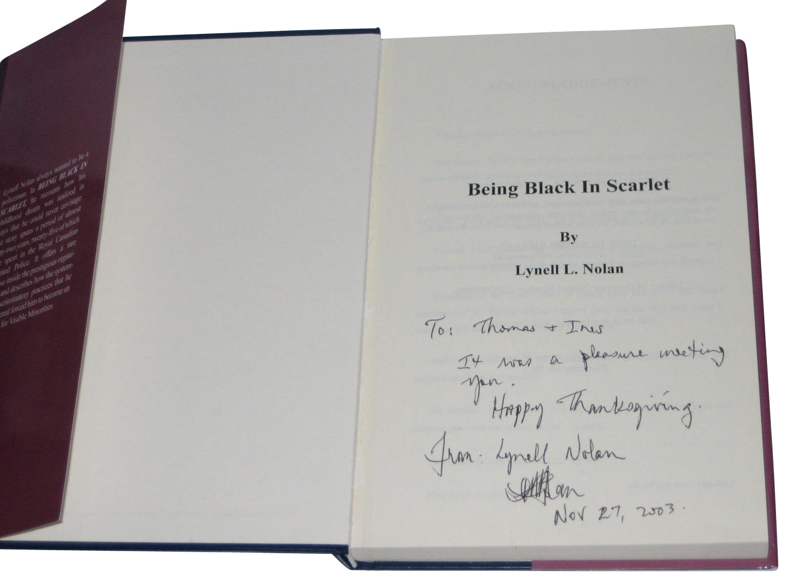 Being Black in Scarlet (2003) Hardcover Book - (Lynell L. Nolan)