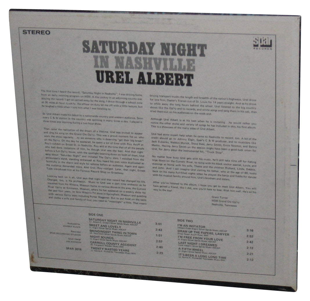 Saturday Night In Nashville Urel Albert LP Vinyl Record
