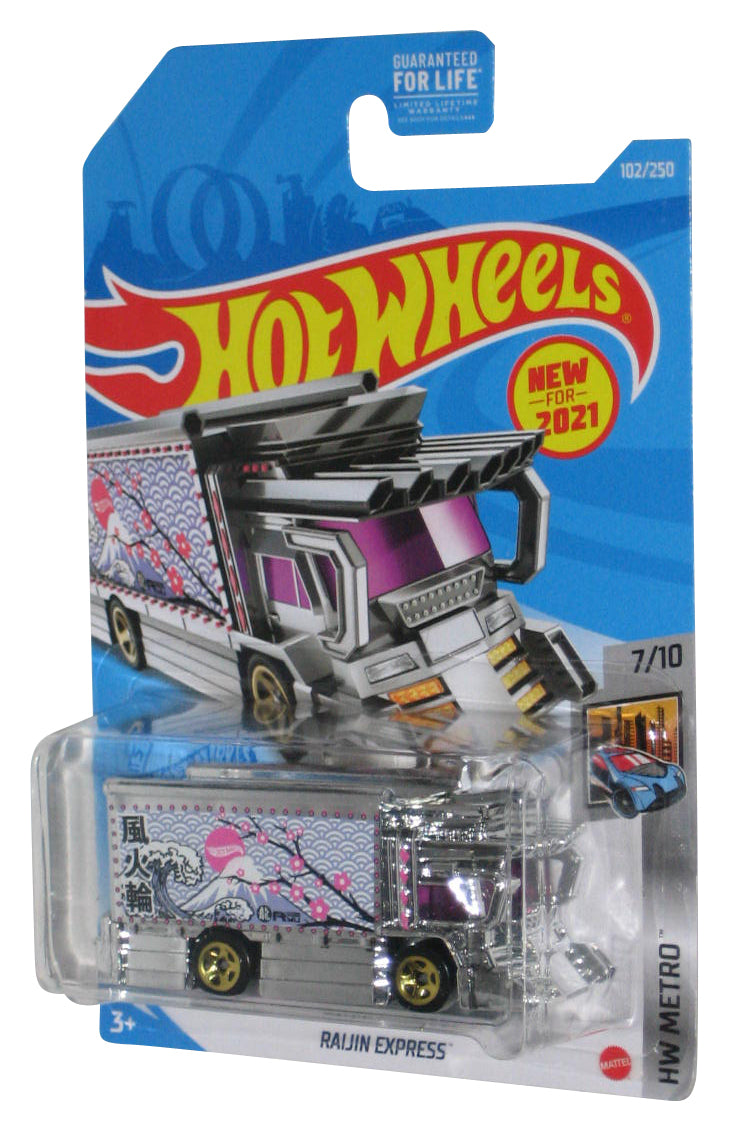 Hot Wheels HW Metro #7/10 (2021) Raijin Express Chrome Toy Car 102/250