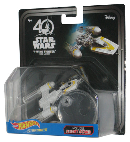 Star Wars Hot Wheels 40th Anniversary (2016) Y-Wing Fighter Gold Leader Starships Toy Vehicle