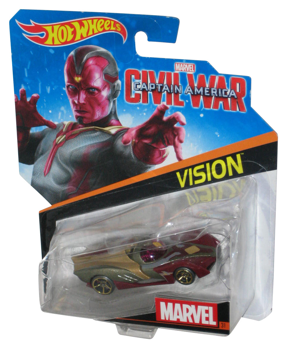 Marvel Hot Wheels (2015) Mattel Captain America Civil War Vision Toy Car #31 - (Dented Plastic)