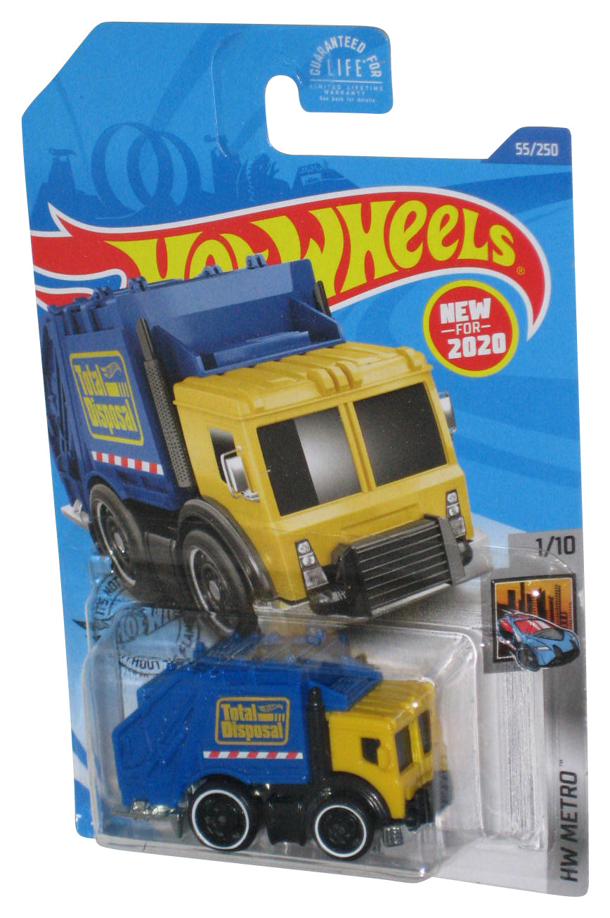 Hot Wheels Total Disposal Yellow & Blue Garbage Truck (2020) HW Metro Toy #55/250