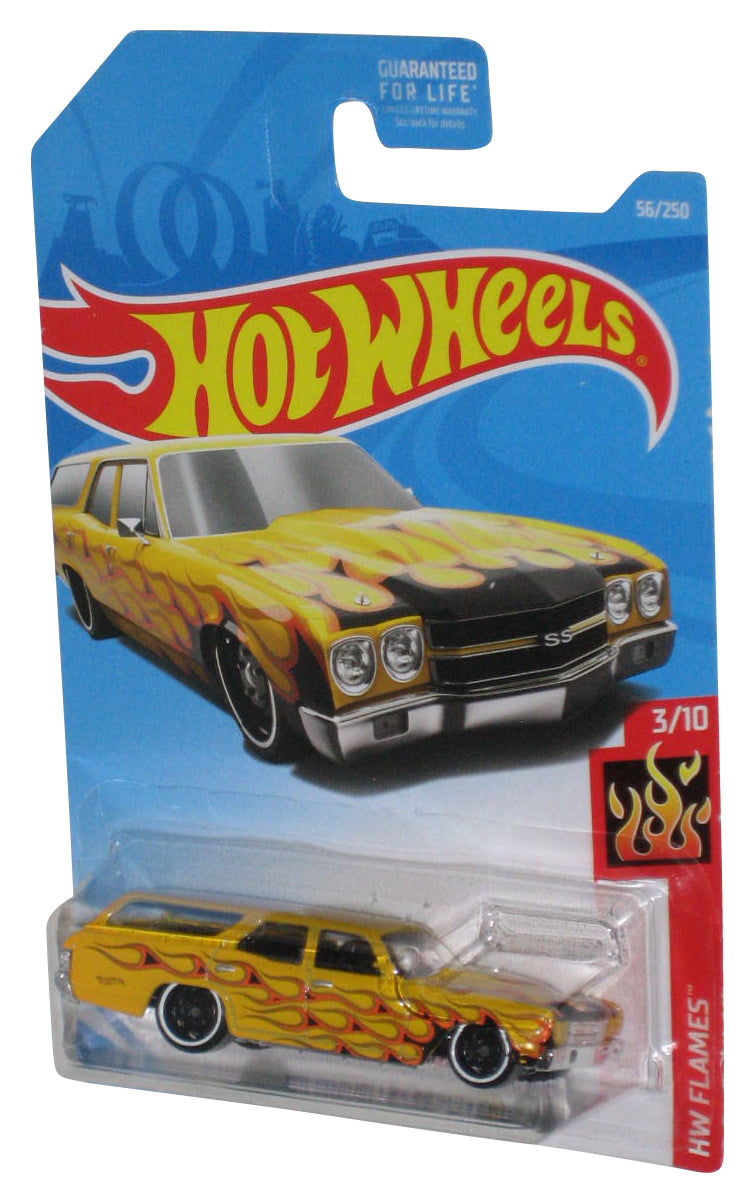 Hot Wheels '70 Chevelle SS Wagon (2017) HW Flames 3/10 Yellow Toy Car 56/250