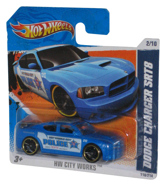 Hot Wheels HW City Works 2/10 (2010) Blue Dodge Charger SRT8 Car 118/214 - (Short Card)