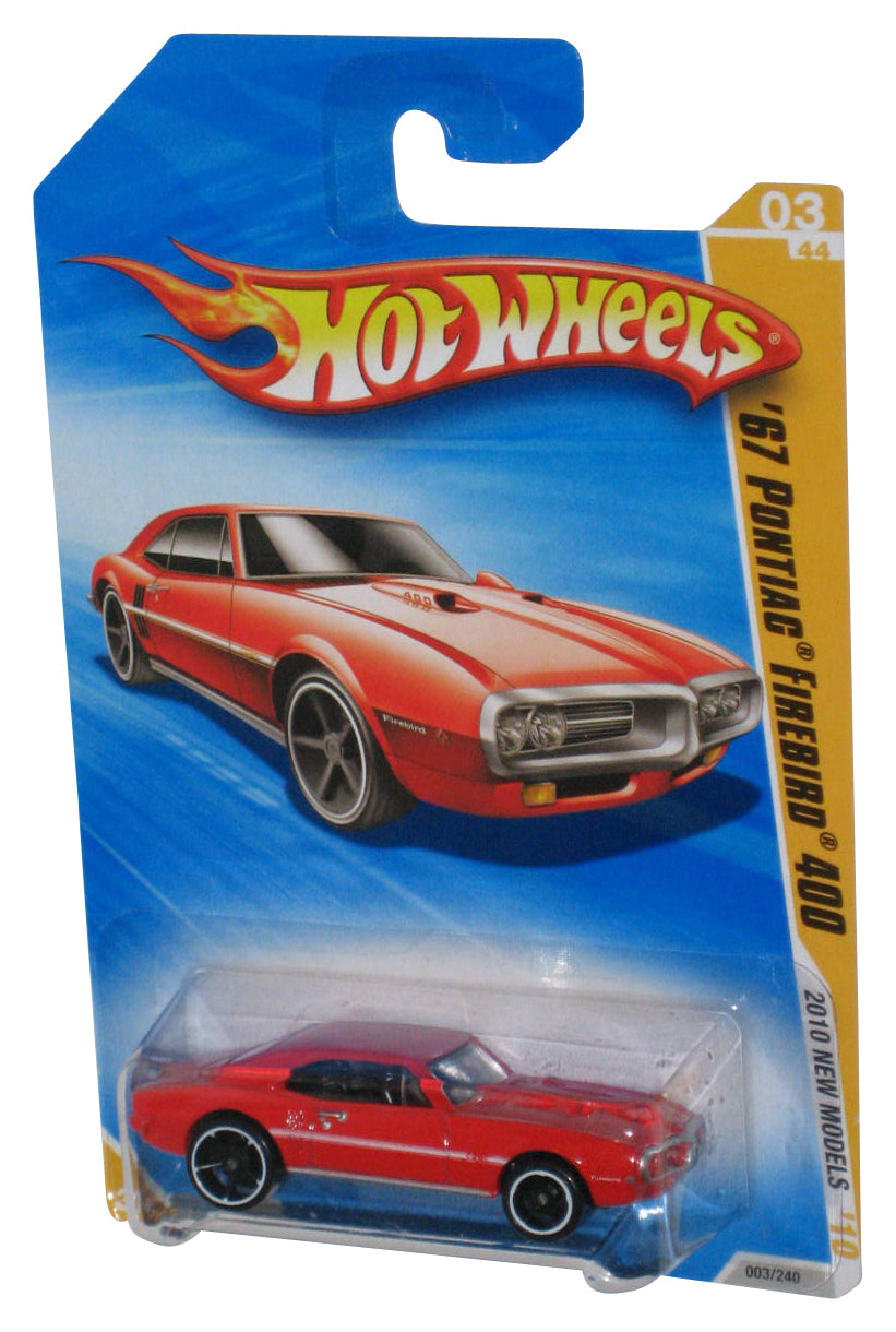 Hot Wheels 2010 New Models 03/44 Red '67 Pontiac Firebird 400 Toy Car 003/240 - (Black Rim Tires)