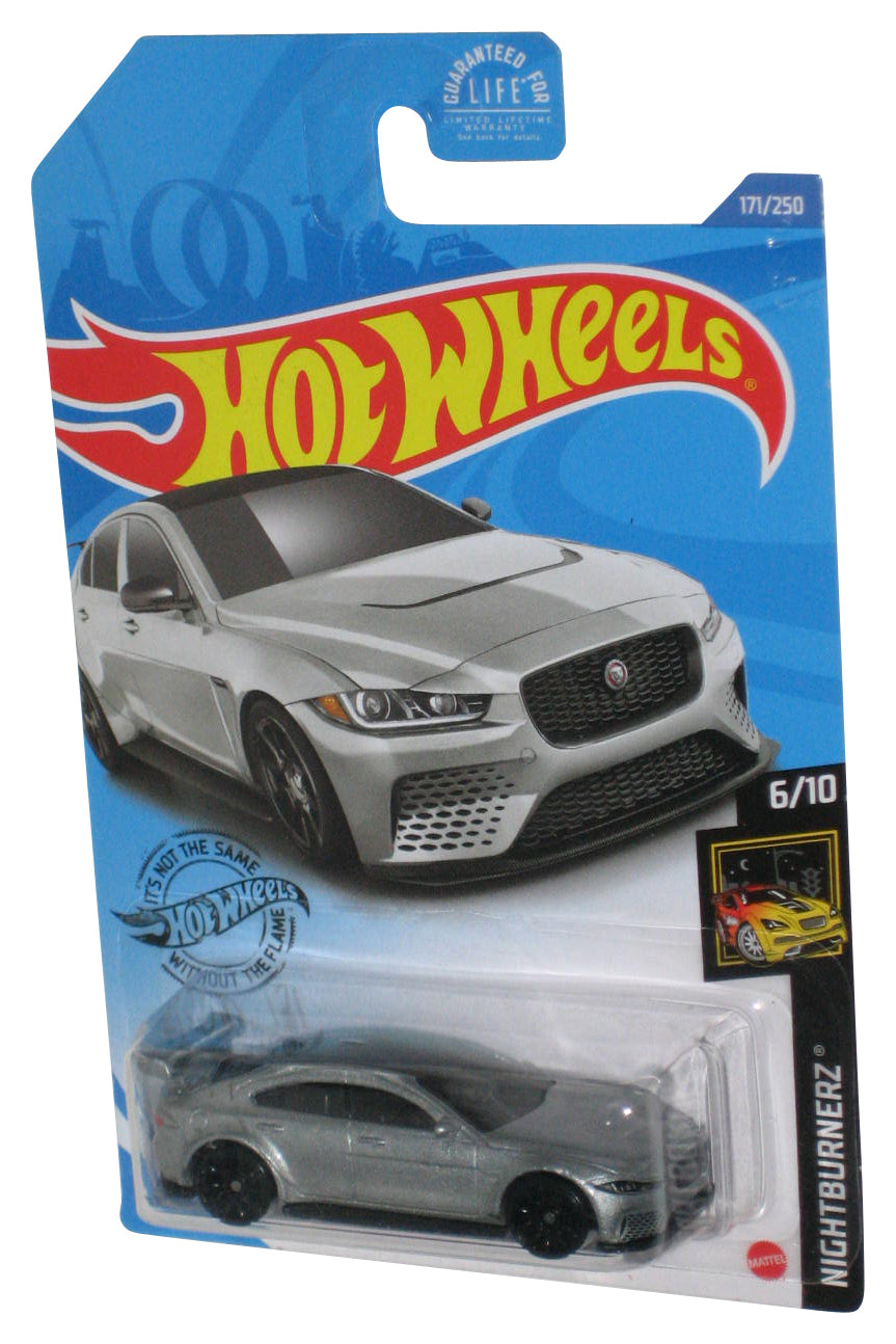 Hot Wheels Nightburnerz 6/10 (2017) Silver Jaguar XE SV Project 8 Toy Car 171/250