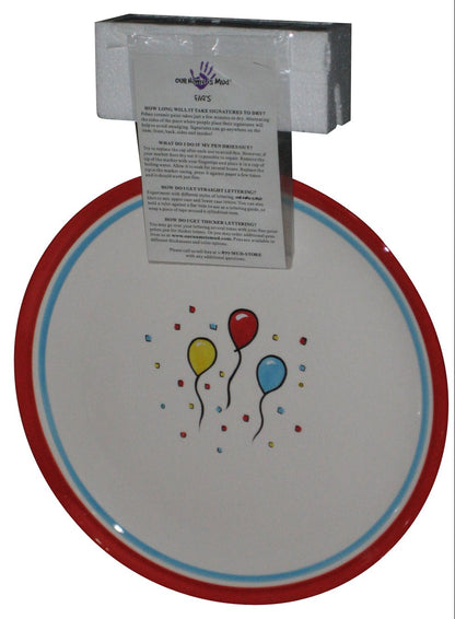 Onimd Platter Diy Kids Children Birthday Balloon Platter Decorative Plate w/ Pen