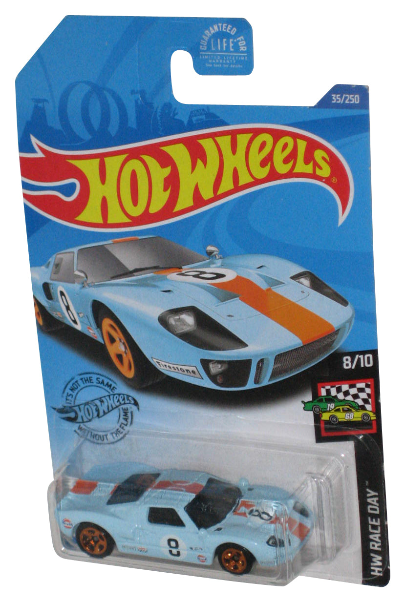 Hot Wheels HW Race Day 8/10 (2017) Blue Ford GT-40 Car 35/250 - (Cracked Plastic)