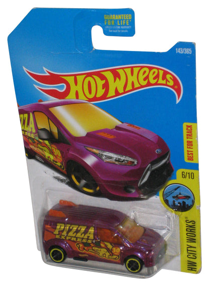 Hot Wheels HW City Works 6/10 (2015) Purple Ford Transit Connect Pizza Express Toy Van 143/365