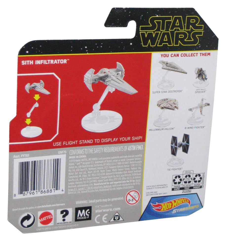 Star Wars Hot Wheels (2018) Sith Infiltrator Starships Toy Vehicle