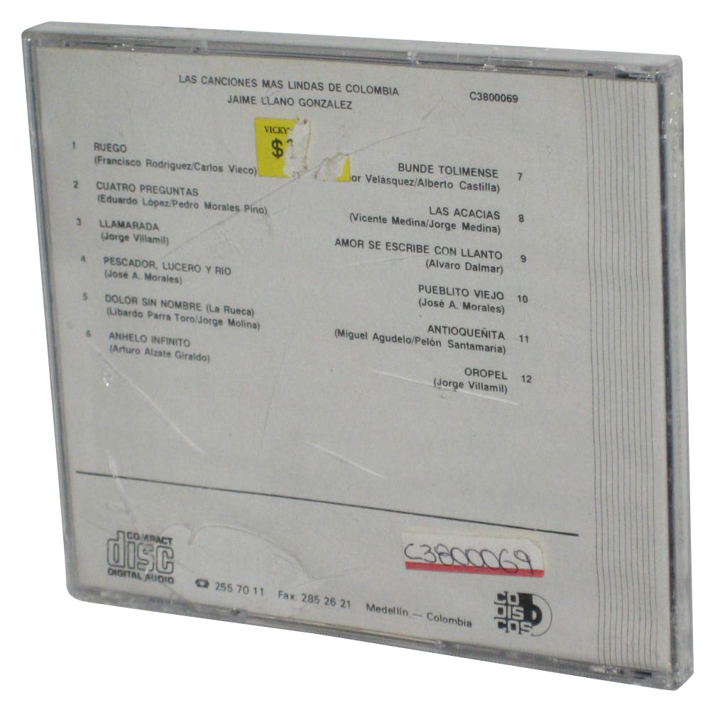 Jaime Llano Gonzalez Las Canciones Maslindas de Colombia Audio Music CD - (Cracked Jewel Case)