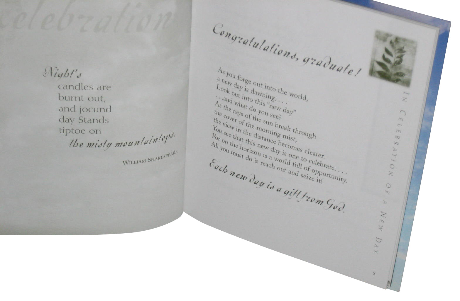 In Celebration of A New Day (2004) Inspiration Quotes Hardcover Book