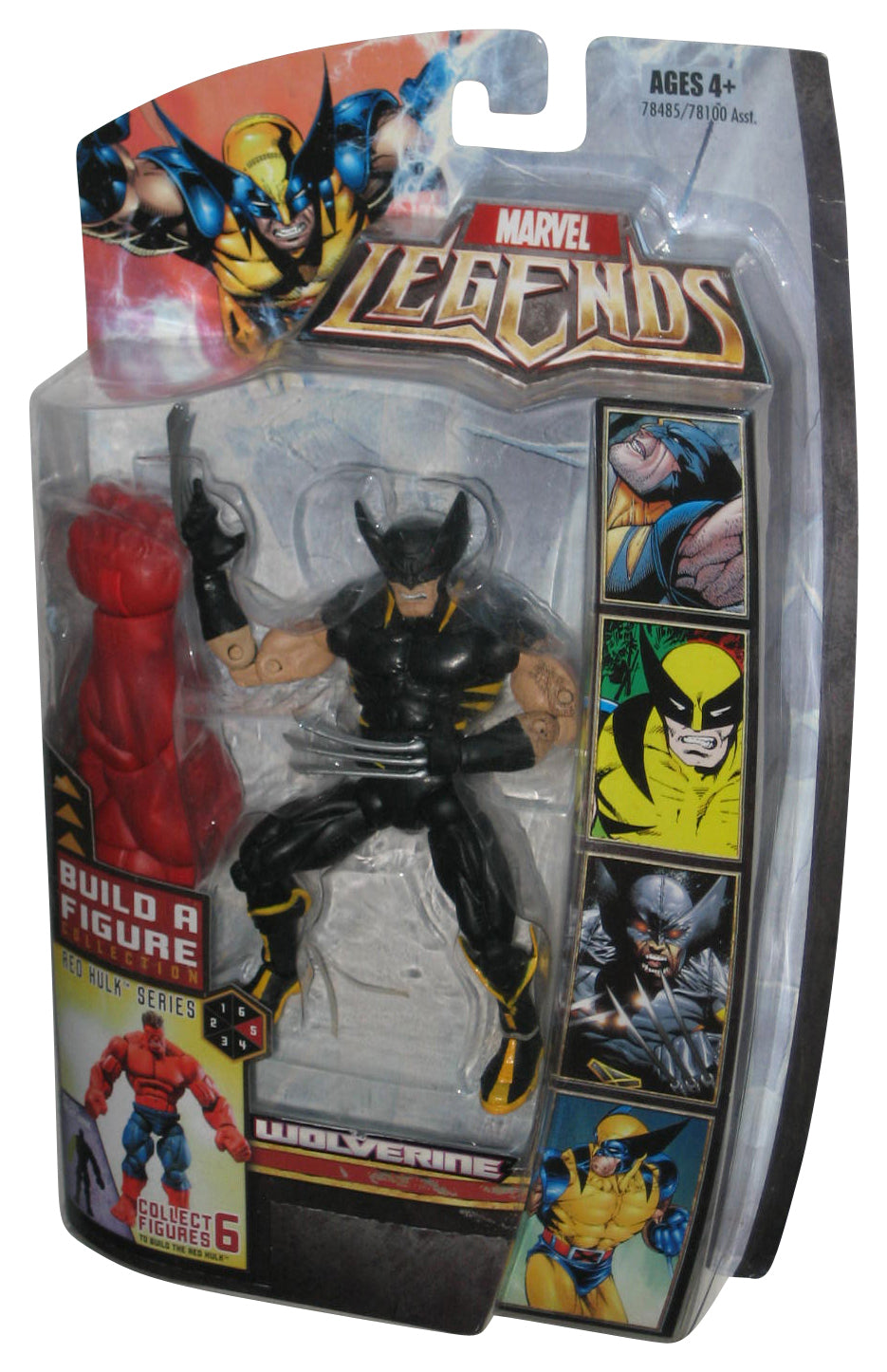 Marvel Legends Wolverine Black Outfit (2007) Hasbro 6-Inch Figure w/ Build-A-Figure Red Hulk Piece