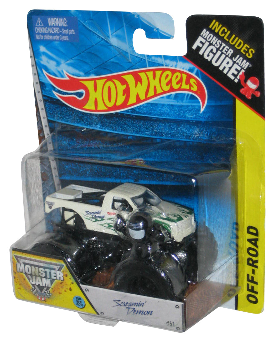 Monster Jam Screamin' Demon (2014) Off-Road Toy Car w/ Black Figure #51 - (Dented Plastic)