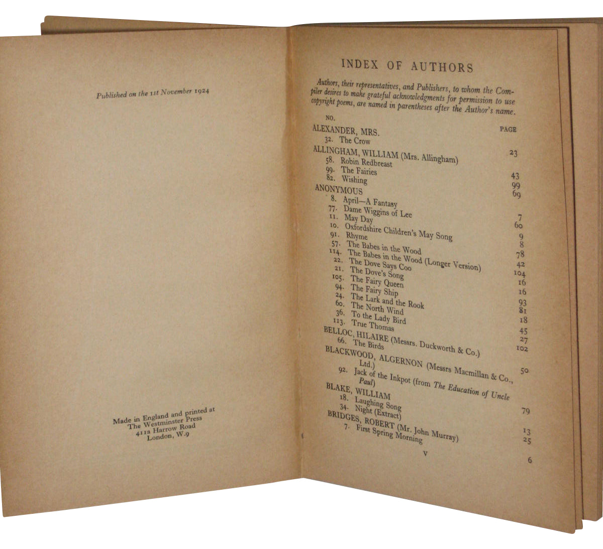 For Your Delight (1926) Hardcover Book - (An Anthology For Young Children from Six Years of Age Upwards)