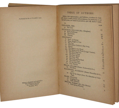 For Your Delight (1926) Hardcover Book - (An Anthology For Young Children from Six Years of Age Upwards)
