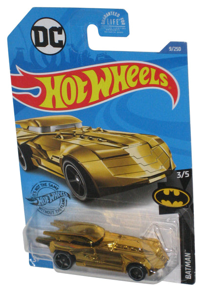 DC Comics Batman Gold Batmobile (2017) Hot Wheels Toy Car 9/250 - (Cracked Plastic)