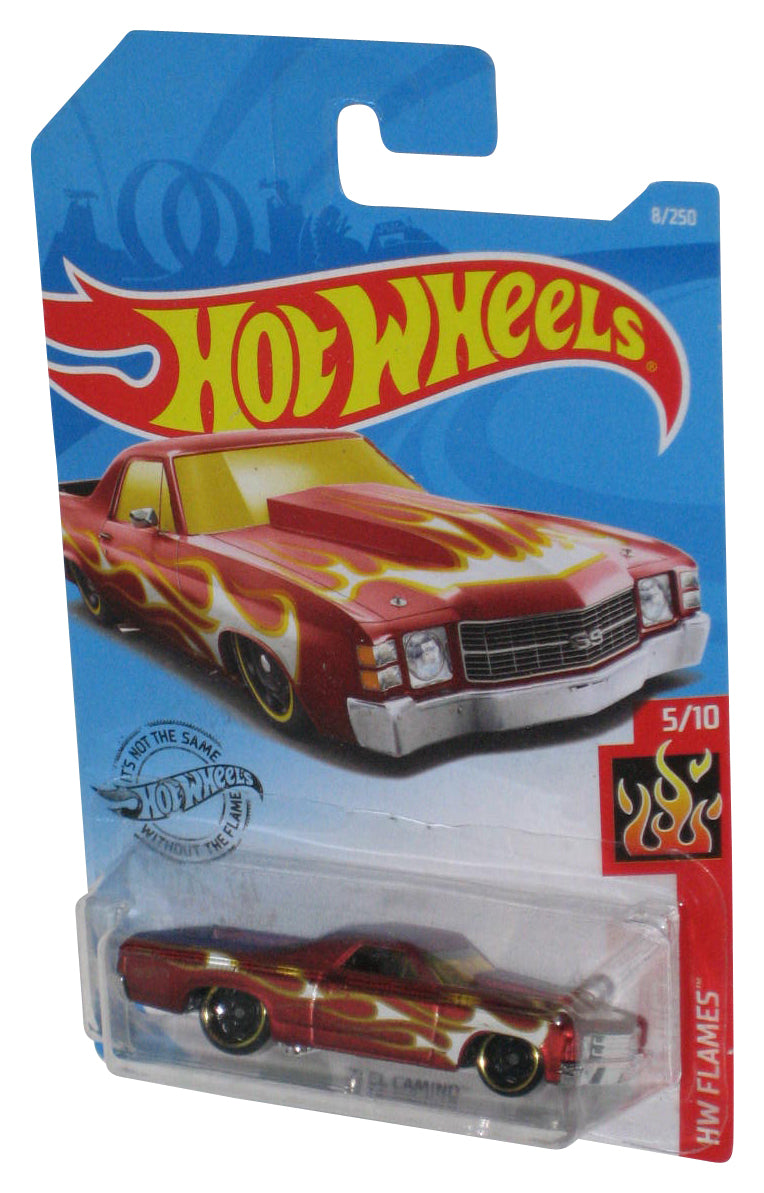 Hot Wheels '71 El Camino HW Flames 5/10 (2018) Mattel Maroon Toy Car 8/250
