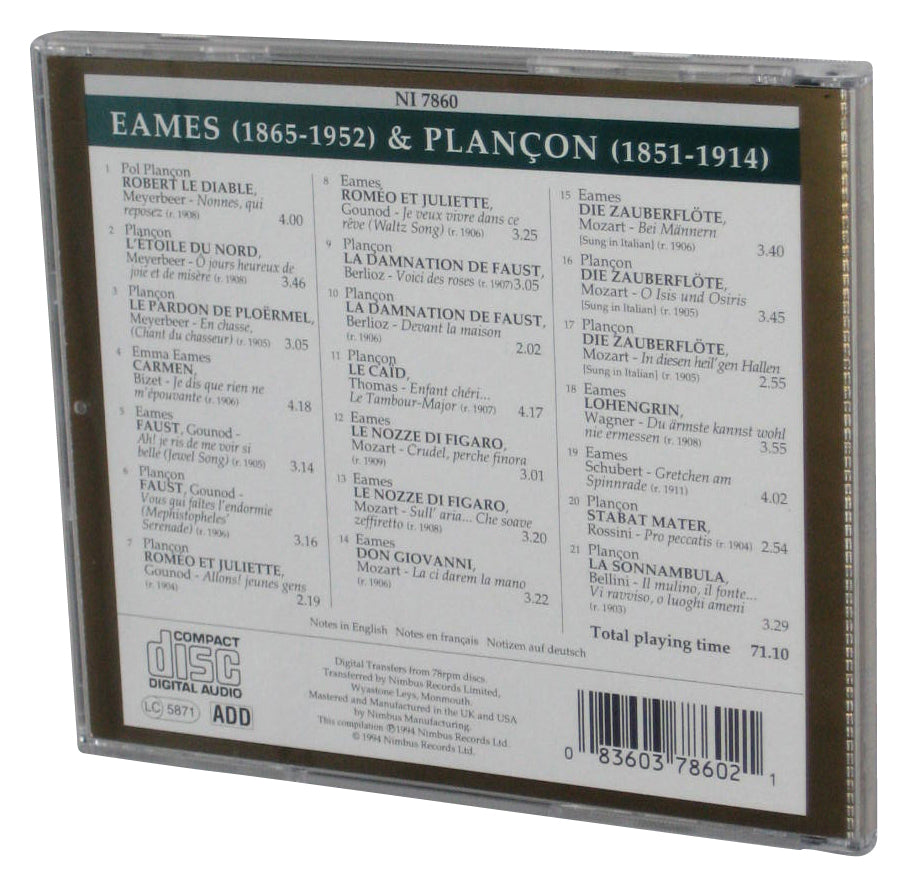 Recordings From 1904-1911 by Eames Plancon Audio Music CD