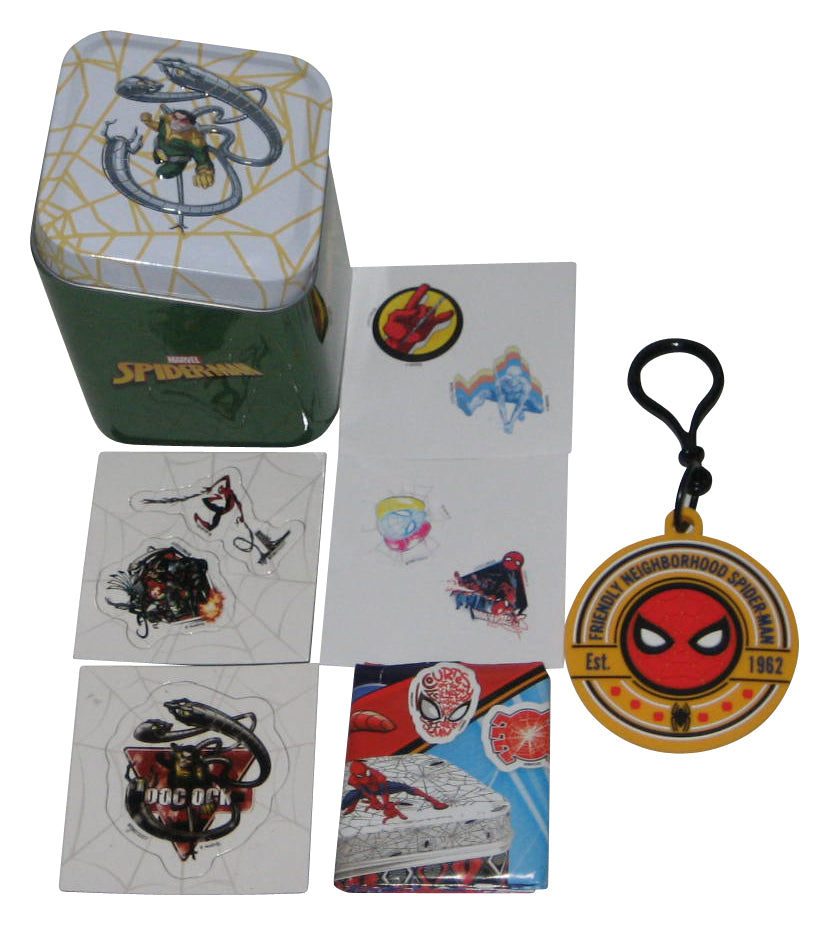 Marvel Spider-Man Mini Tin Gift Set - (Charm Clip, Magnet Cards & Stickers)