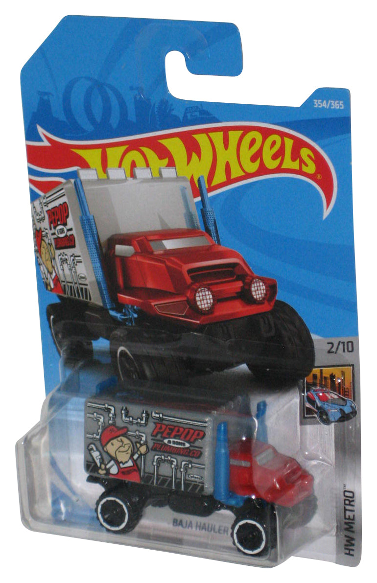 Hot Wheels HW Metro 2/10 (2017) Baja Hauler Grey & Red Toy Car 354/365 - (Pepop & Sons Plumbing Co)