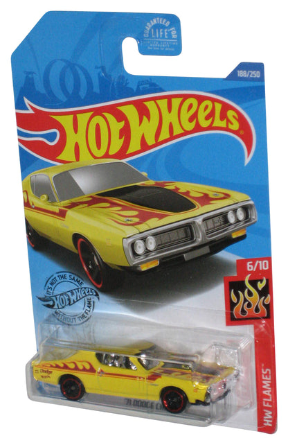 Hot Wheels HW Flames 6/10 (2017) Yellow '71 Dodge Charger Toy Car 188/250