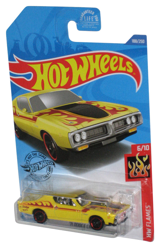 Hot Wheels HW Flames 6/10 (2017) Yellow '71 Dodge Charger Toy Car 188/250