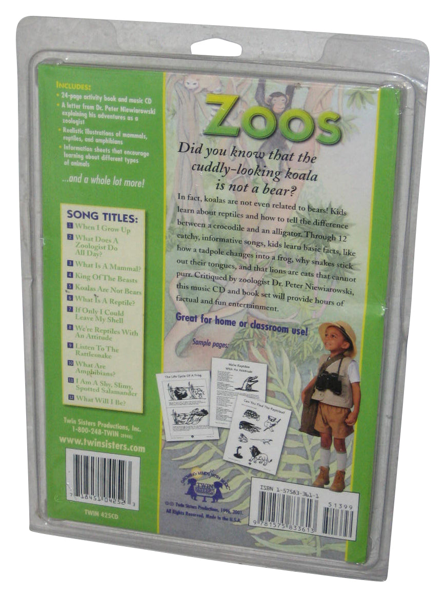 Twin Sisters Science Series Zoos (2001) Animals Activity Book w/ Music CD