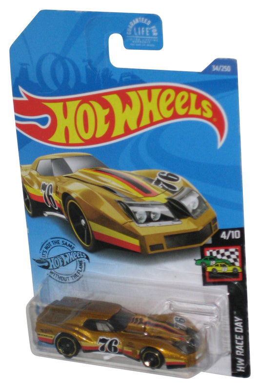 Hot Wheels HW Race Day 4/10 (2017) Gold '76 Greenwood Corvette Toy Car 34/250