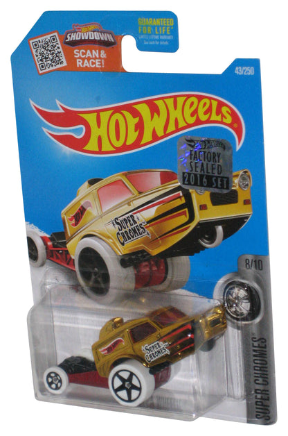 Hot Wheels Super Chromes 8/10 (2015) Gold HW Poppa Wheelie Toy Car 43/250 w/ Factory Sealed Sticker