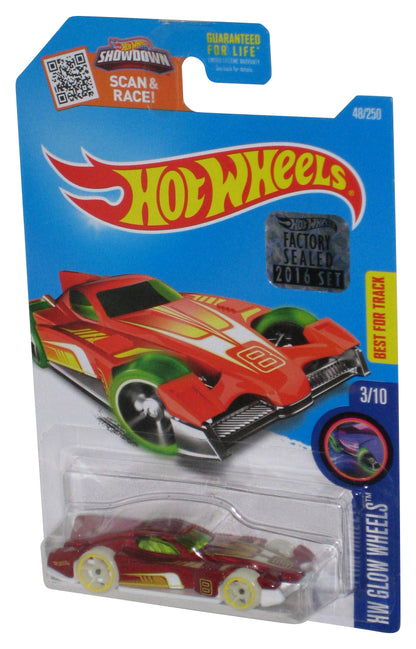 Hot Wheels HW Glow 3/10 (2016) Red Formul8r Toy Car 48/250 w/ Factory Seal Sticker