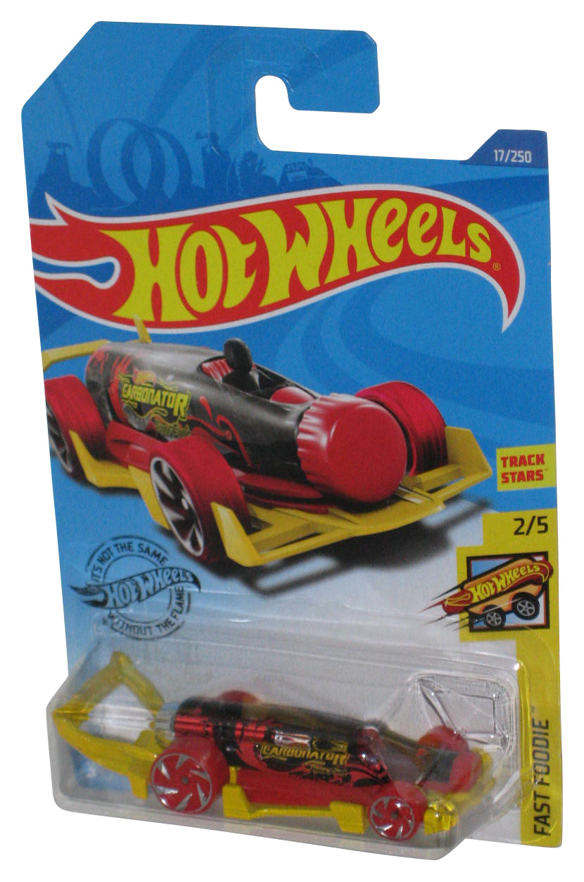 Hot Wheels Fast Foodie 2/5 (2018) Yellow & Red Carbonator Toy Car 17/250 - (Cracked Plastic)