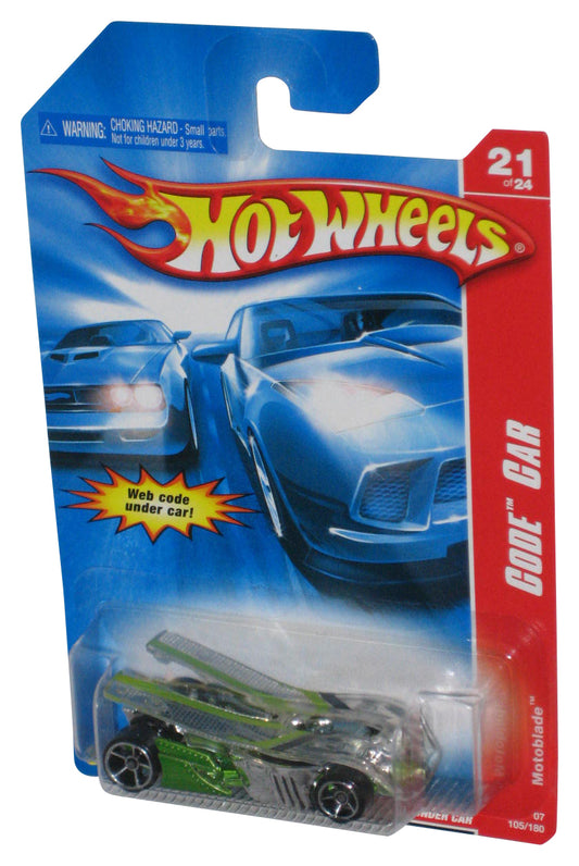Hot Wheels Code Car 21/24 Green Motoblade (2006) Mattel Toy Car 105/180