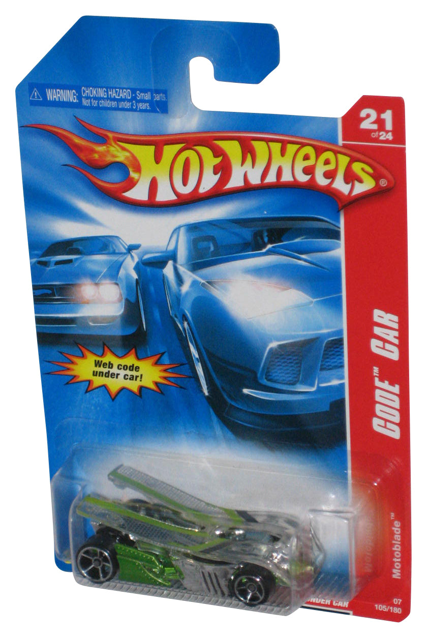 Hot Wheels Code Car 21/24 Green Motoblade (2006) Mattel Toy Car 105/180