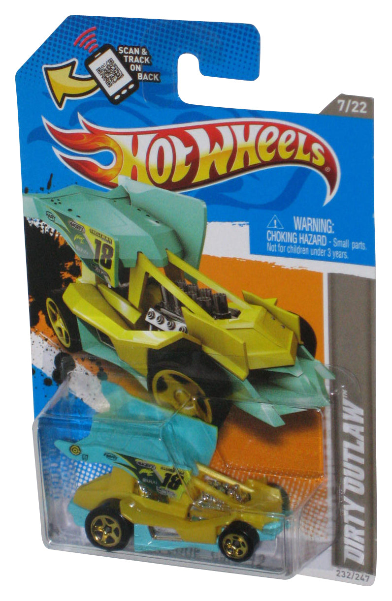 Hot Wheels HW Code Cars '12 (2011) Teal & Yellow Dirty Outlaw Toy Car 232/247