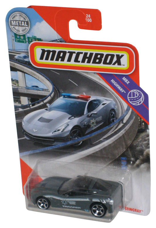 Matchbox MBX Highway Patrol Trooper (2019) Corvette Stingray Gray Police Car 24/100