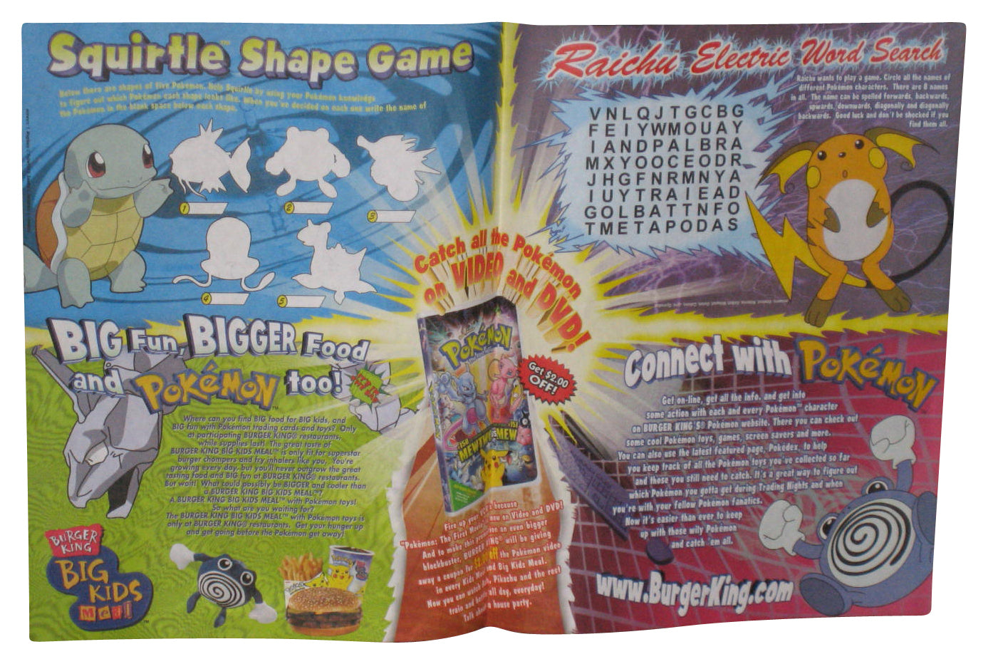 Pokemon Adventures Burger King Kids Meal Volume II Issue 3 Movie Promo Activity Insert