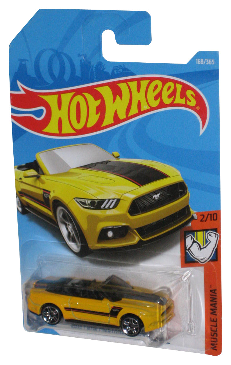 Hot Wheels Muscle Mania 2/5 2015 Ford Mustang GT Convertible Yellow Toy Car 168/365