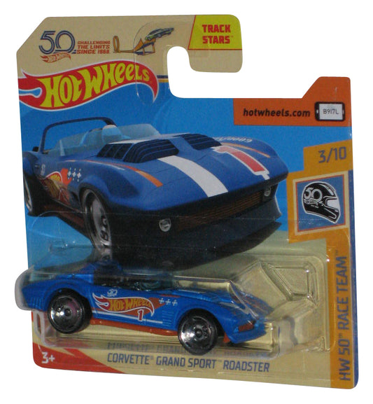 Hot Wheels HW 50 Race Team (2017) Blue Corvette Grand Sport Roadster Toy Car 3/10 - (Short Card)
