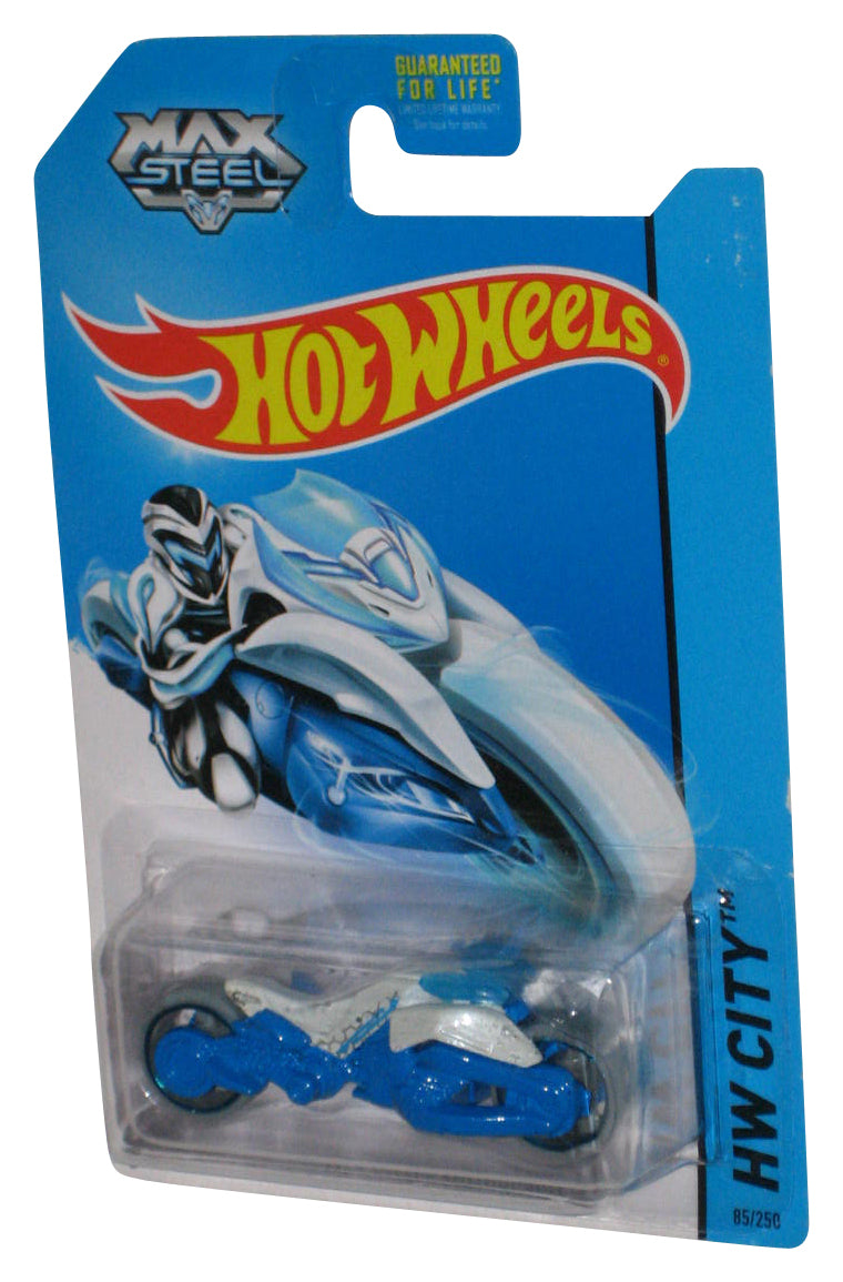 Hot Wheels HW City (2013) Max Steel Blue & White Motorcycle Toy 85/250