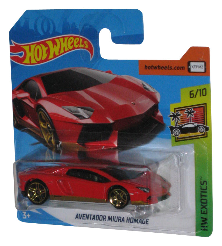 Hot Wheels HW Exotics (2017) Red Aventador Miura Homage Toy Car 6/10 - (Short Card)