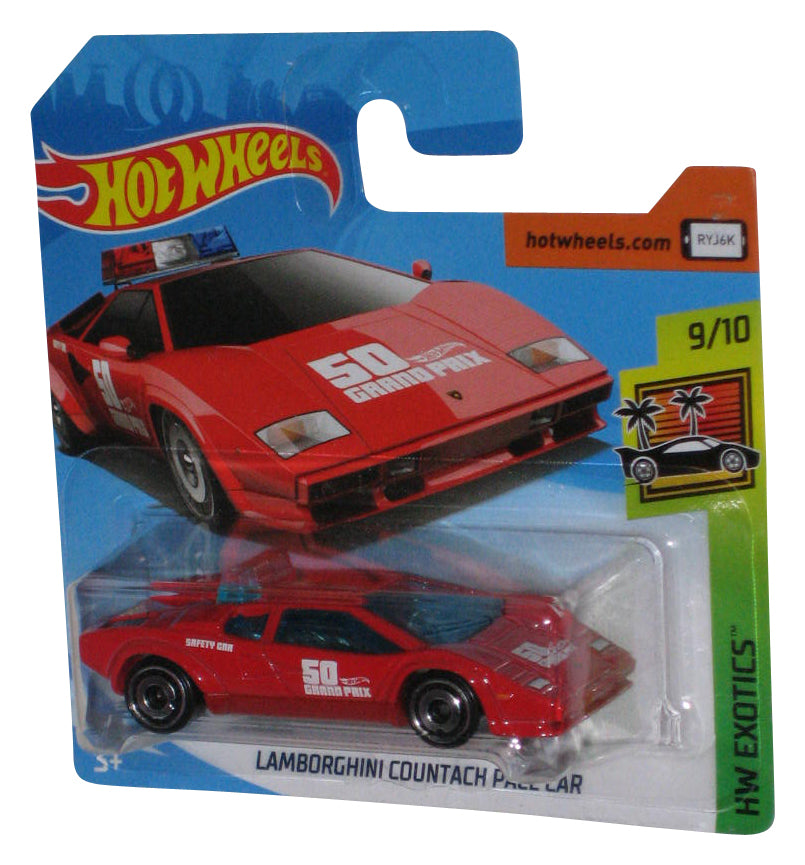 Hot Wheels HW Exotics (2017) Red Lamborghini Countach Pace Car Toy 9/10 - (Short Card)