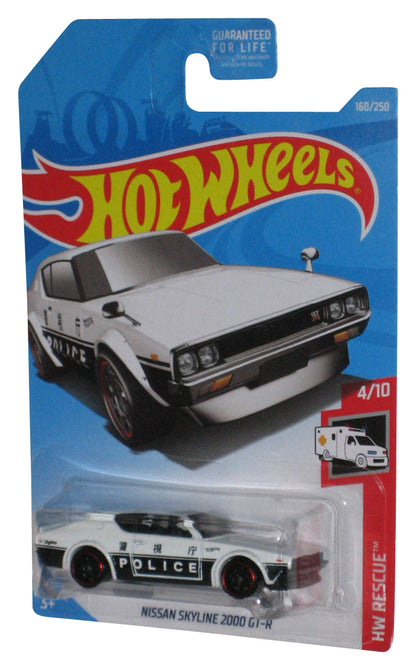 Hot Wheels HW Rescue 4/10 (2017) Nissan Skyline 2000 GT-R 'Police Logo White Toy Car 160/250